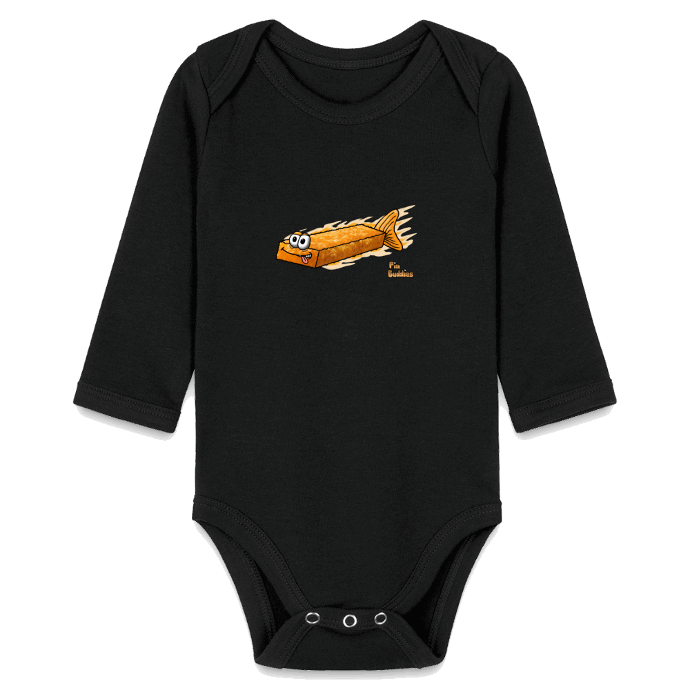 Fischstäbchen - Bio-Langarm-Body - Schwarz