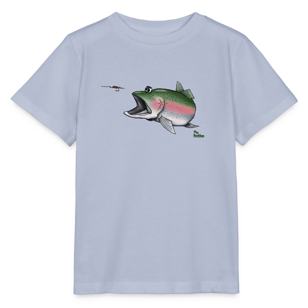 Regenbogenforelle auf Nymphenjagd - Kinder Bio-T-Shirt - Lavendel-Violett