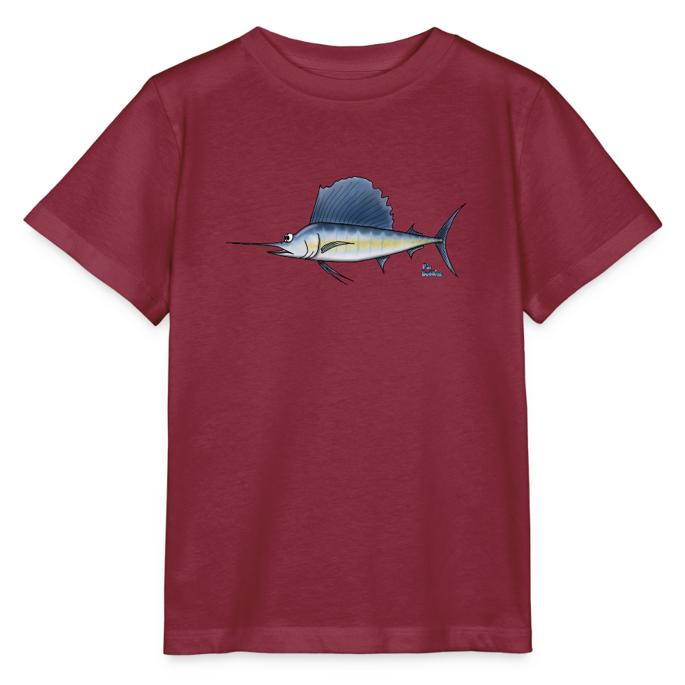 Segelfisch / Sailfisch - Kinder Bio-T-Shirt - Burgunderrot