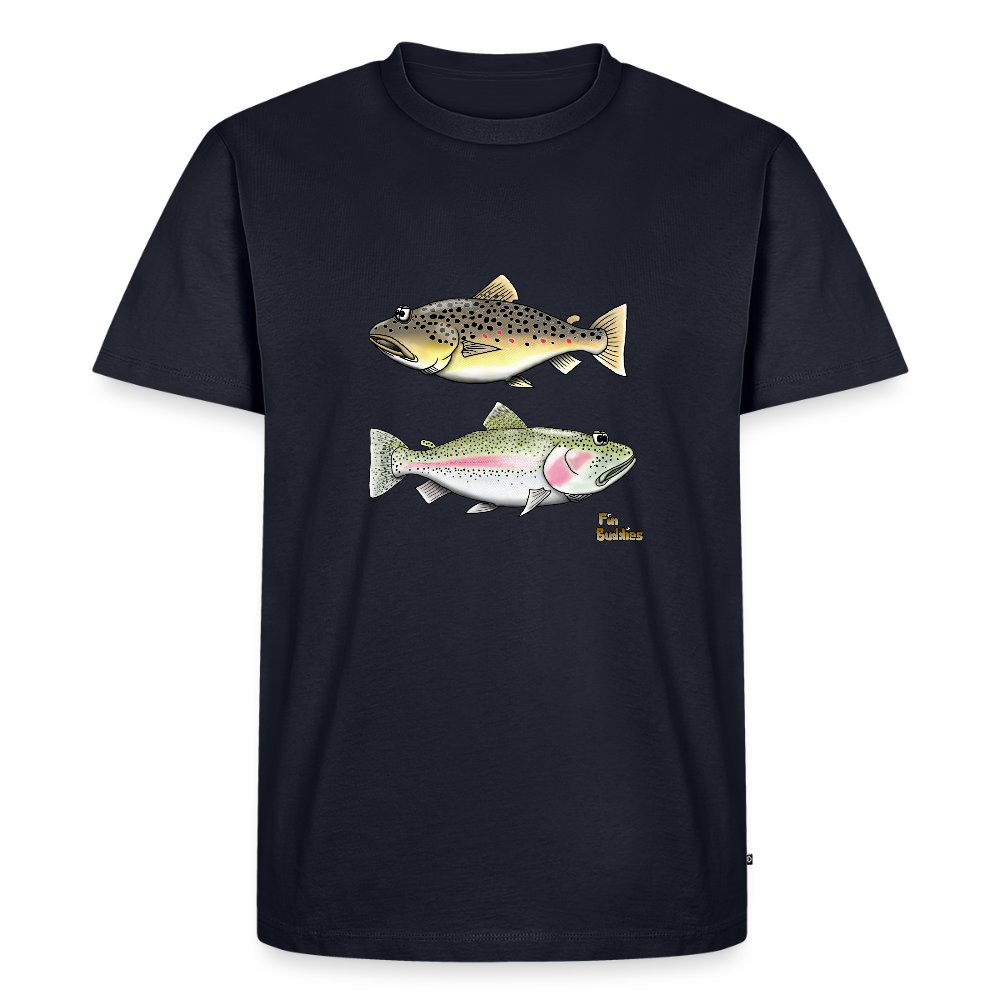 Bachforelle Regenbogenforelle Dublette Angler T-Shirt Navy – Fin Buddies
