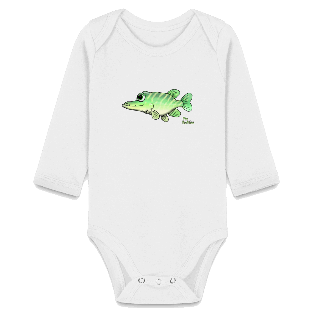 Baby Hecht - Bio-Langarm-Body - weiß