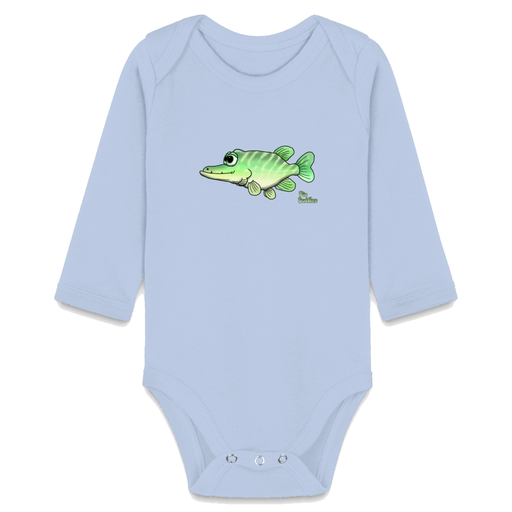 Baby Hecht - Bio-Langarm-Body - Sky