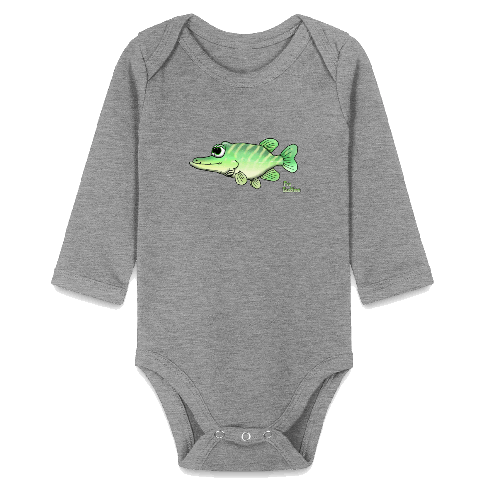 Baby Hecht - Bio-Langarm-Body - Grau meliert