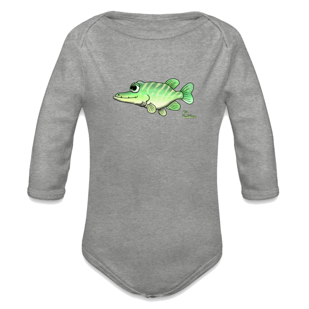 Baby Hecht - Bio-Langarm-Body - Grau meliert