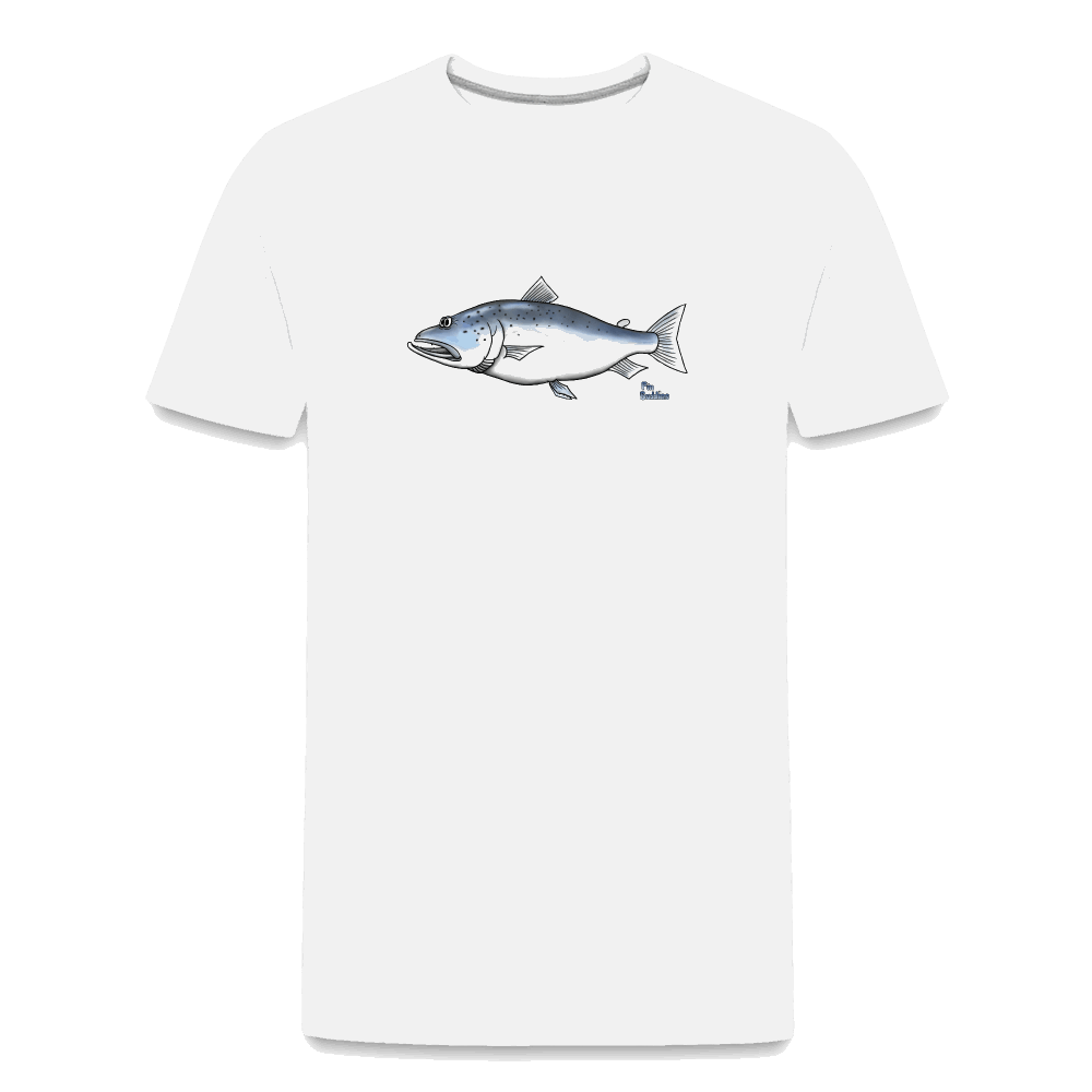 Lachs - Männer Premium Bio-T-Shirt - Weiß