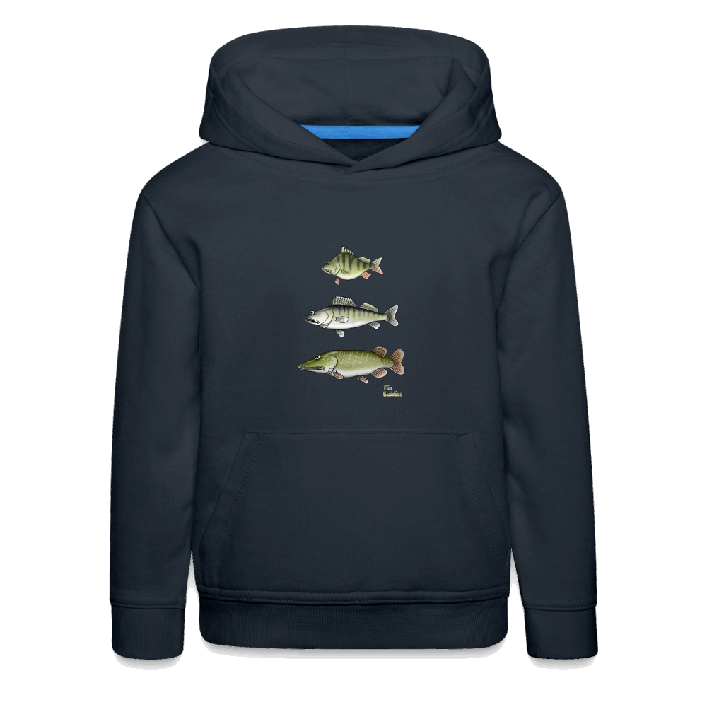 Hecht Zander Barsch Triple - Kinder und Jugendliche Premium Hoodie - Navy