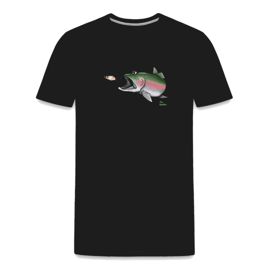 Regenbogenforelle mit Spoon - Männer Premium Bio T-Shirt - Schwarz