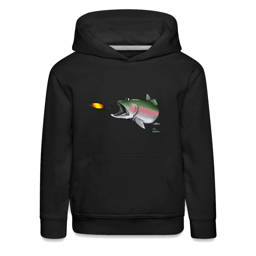 Regenbogenforelle mit Spoon - Nils Spezial - Kinder Premium Hoodie - Schwarz