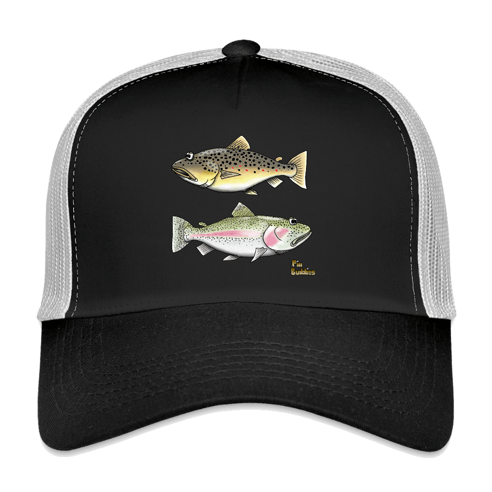 Bachforelle Regenbogenforelle Dublette - Trucker Cap - Schwarz/Steingrau