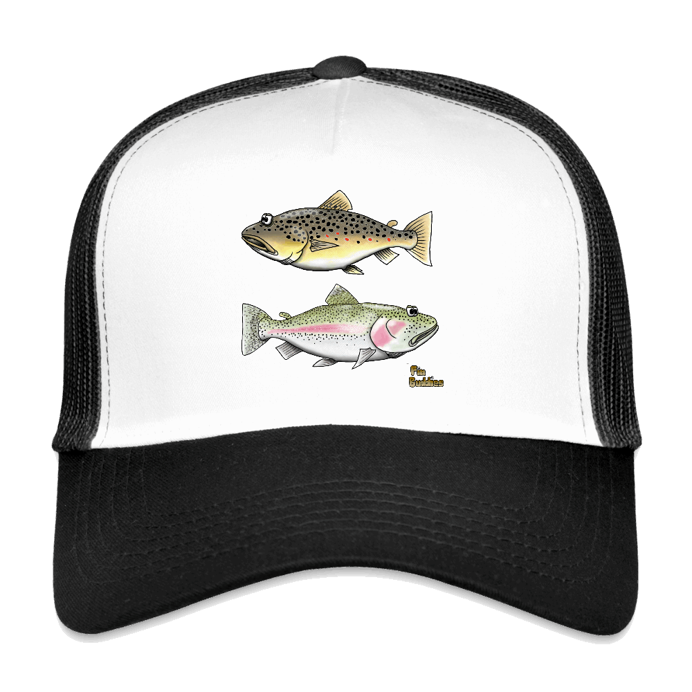 Bachforelle Regenbogenforelle Dublette - Trucker Cap - Weiß/Schwarz