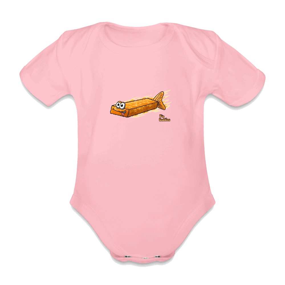 Fischstäbchen - Baby Bio-Kurzarm-Body - Hellrosa