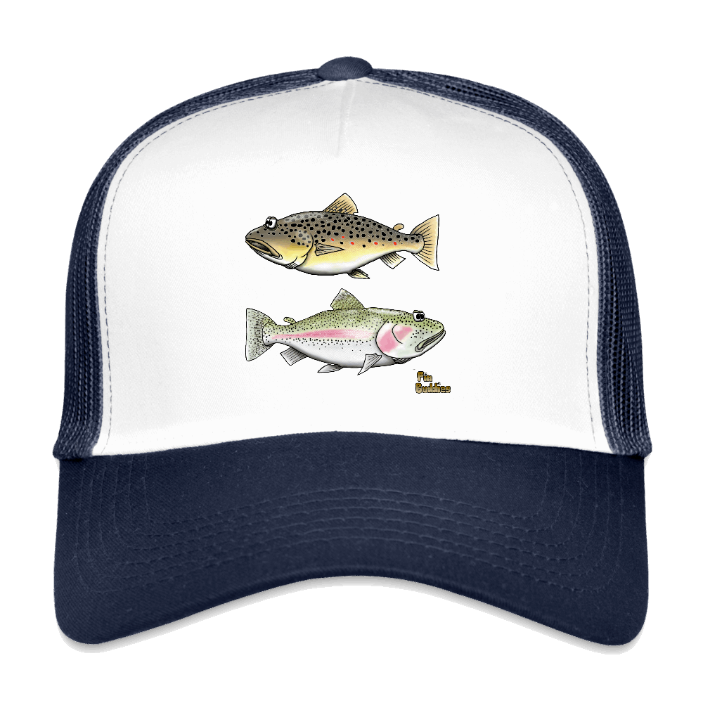 Bachforelle Regenbogenforelle Dublette - Trucker Cap - Weiß/Navy