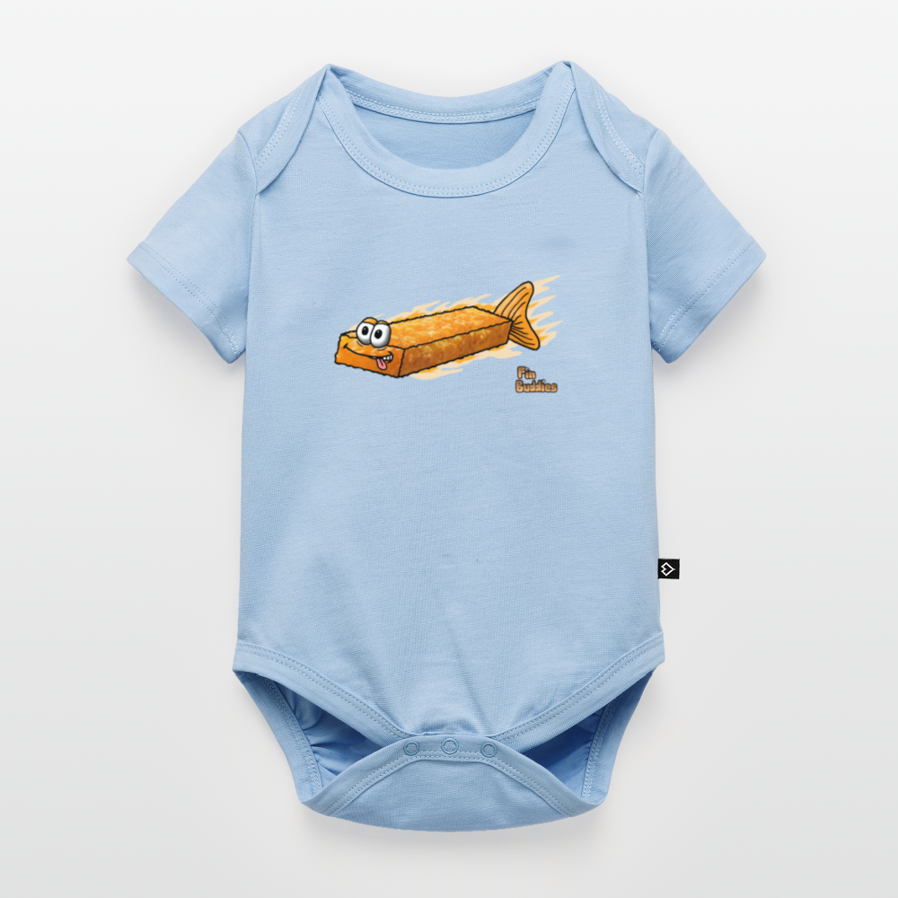 Fischstäbchen - Baby Bio-Kurzarm-Body - Hellblau
