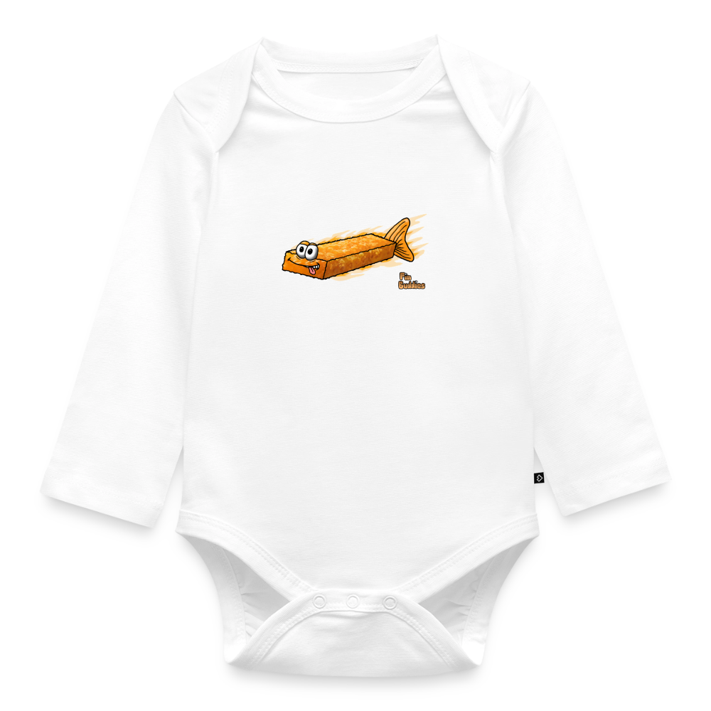 Fischstäbchen -  Bio-Langarm-Body - Weiß