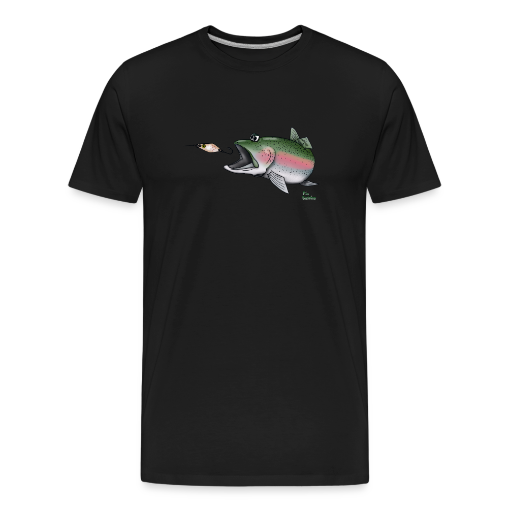 Regenbogenforelle mit Spoon - Männer Premium Bio T-Shirt - Schwarz