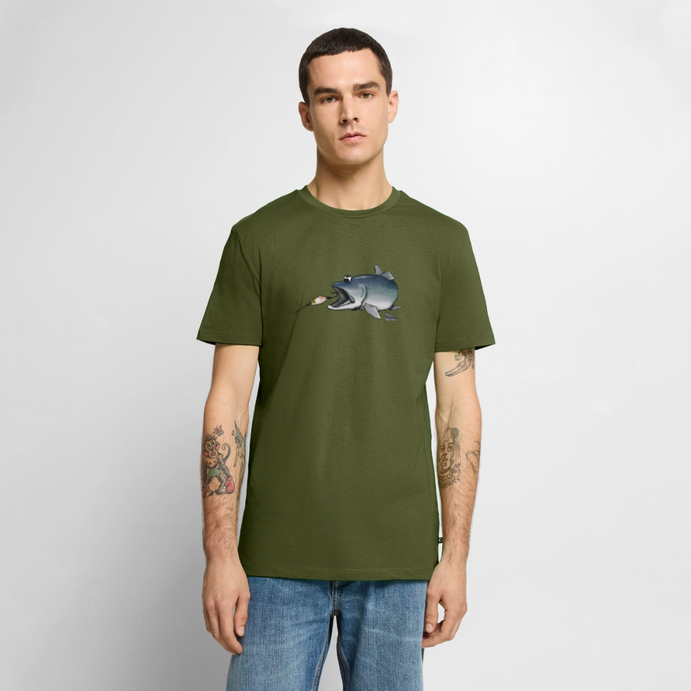 Forelle mit Spoon - Premium Männer Bio T-Shirt - Khaki