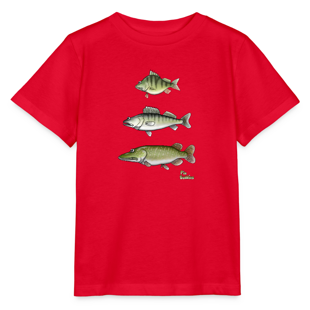 Hecht Zander Barsch Triple - Kinder Bio-T-Shirt - Rot
