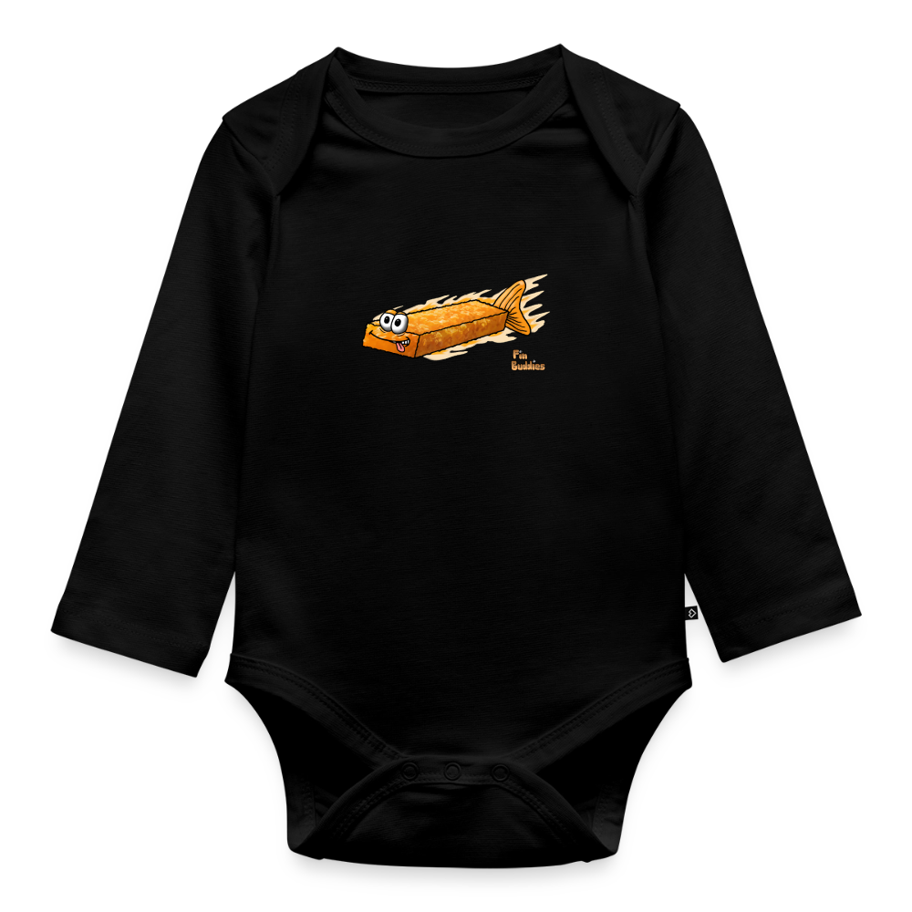 Fischstäbchen -  Bio-Langarm-Body - Schwarz