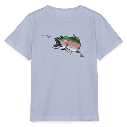 Regenbogenforelle auf Nymphenjagd - Kinder Bio-T-Shirt - Lavendel-Violett