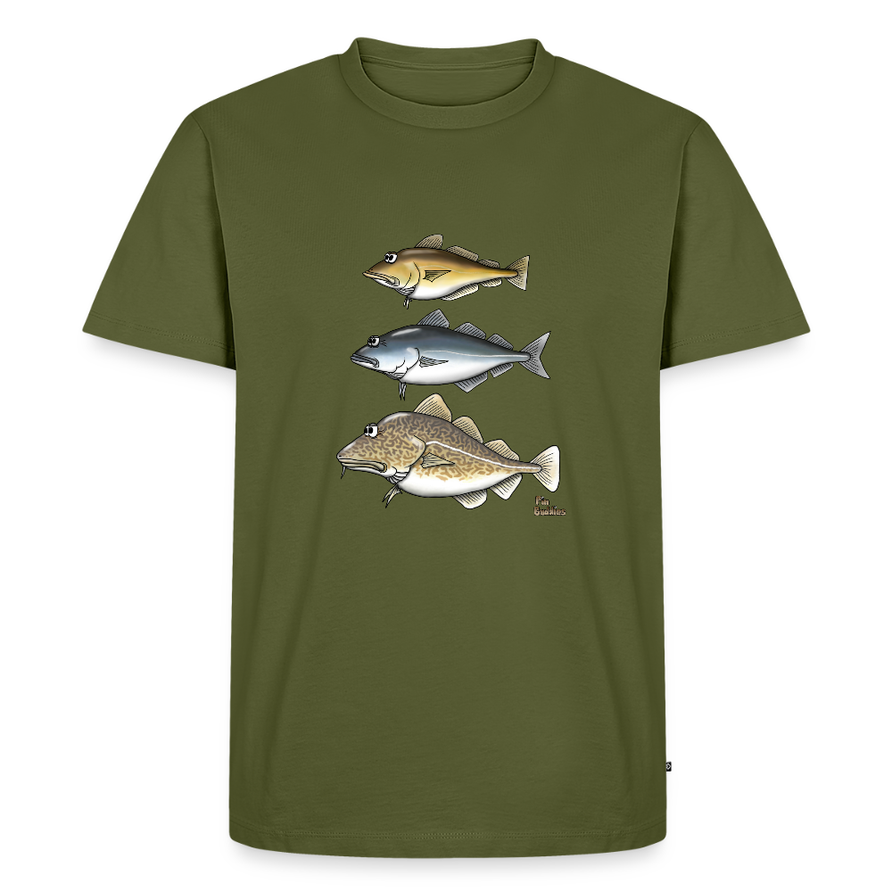 Pollack Seelachs Dorsch Triple - Männer Premium Bio-T-Shirt - Khaki