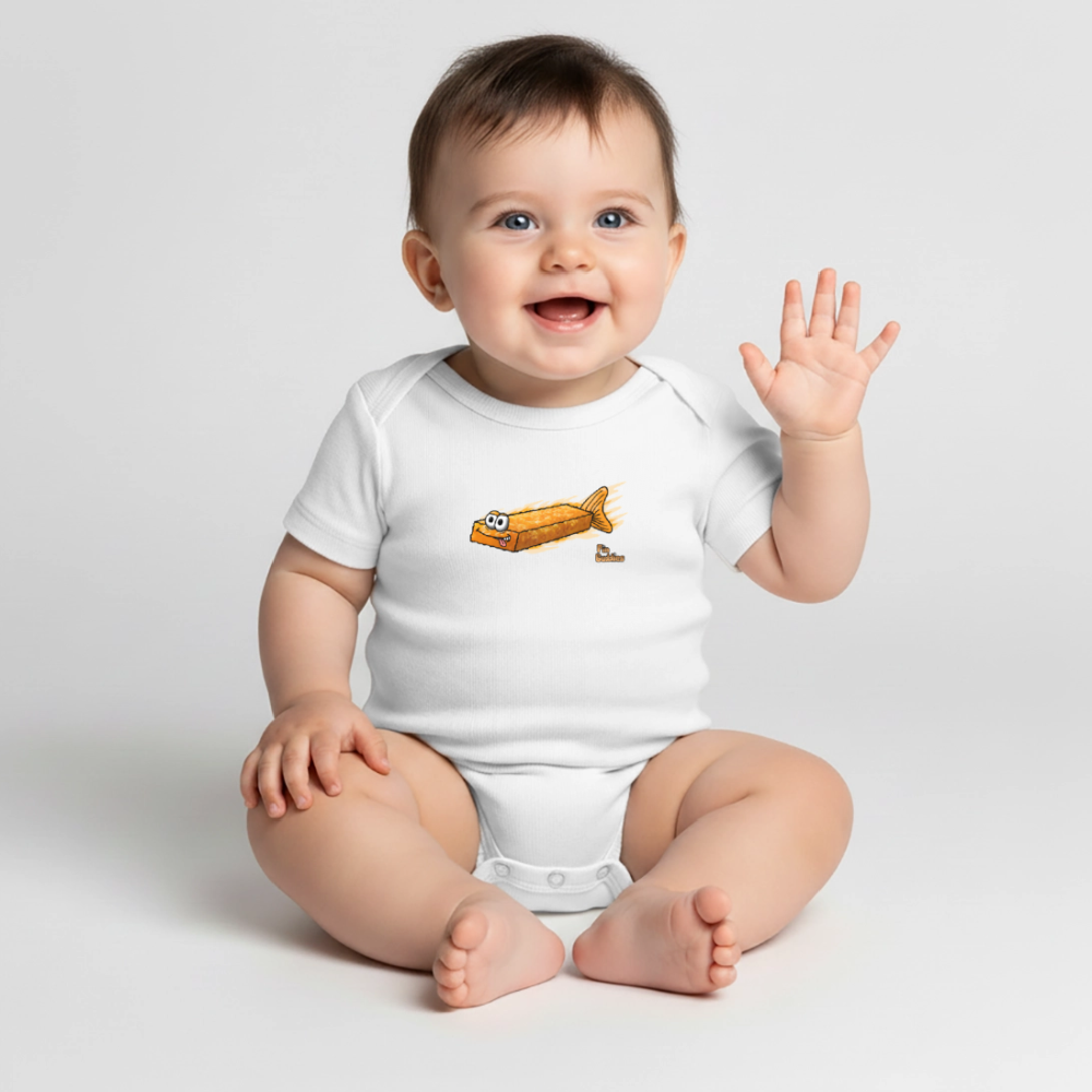 Fischstäbchen - Baby Bio-Kurzarm-Body - Weiß