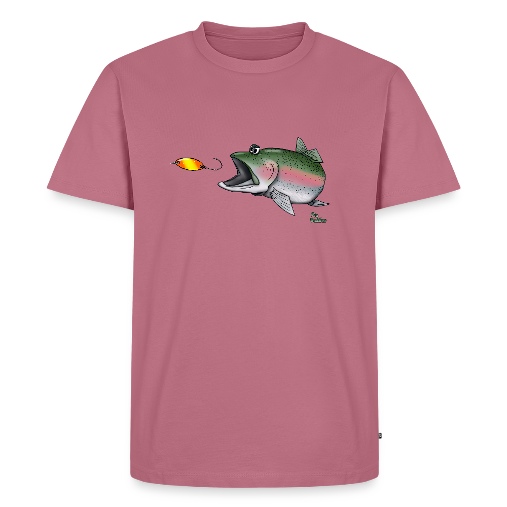 Regenbogenforelle mit Spoon - Nils Spezial - Männer Premium Bio T-Shirt - Mauve