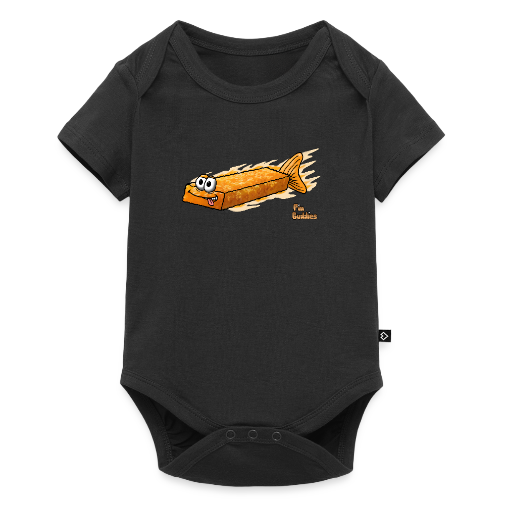 Fischstäbchen - Baby Bio-Kurzarm-Body - Schwarz