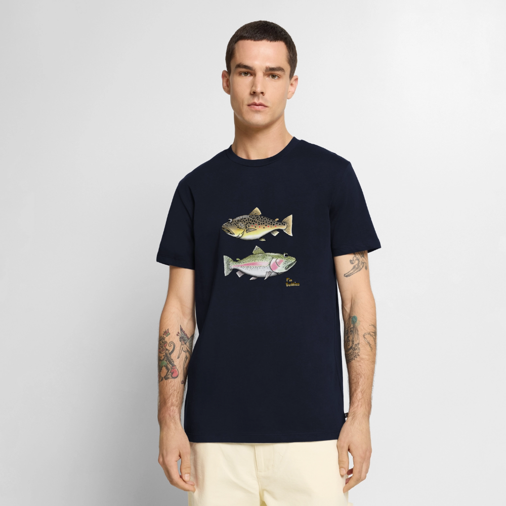 Bachforelle Regenbogenforelle Dublette - Männer Premium Bio T-Shirt - Navy