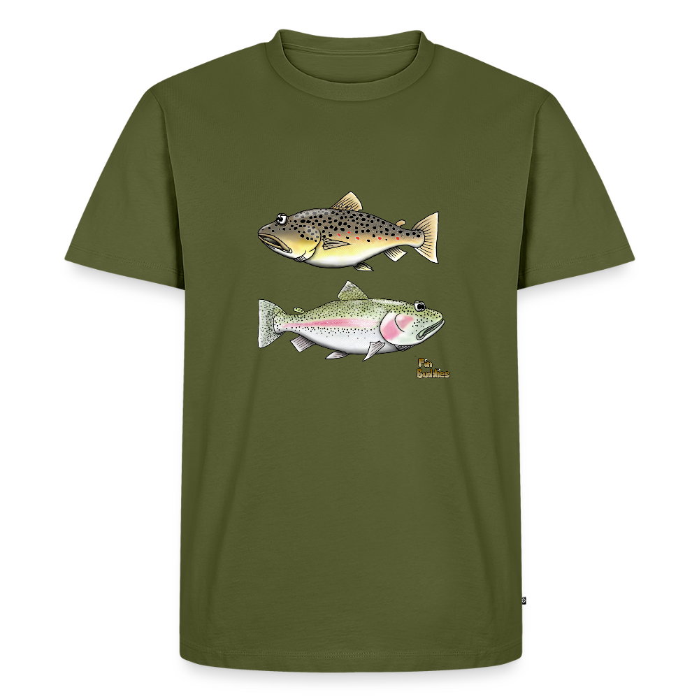 Bachforelle Regenbogenforelle Dublette - Männer Premium Bio T-Shirt - Khaki