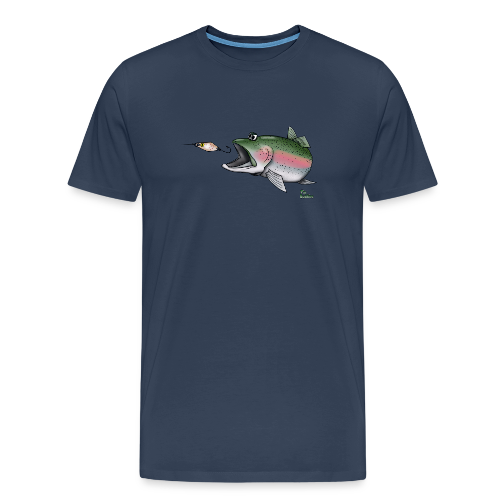 Regenbogenforelle mit Spoon - Männer Premium Bio T-Shirt - Navy