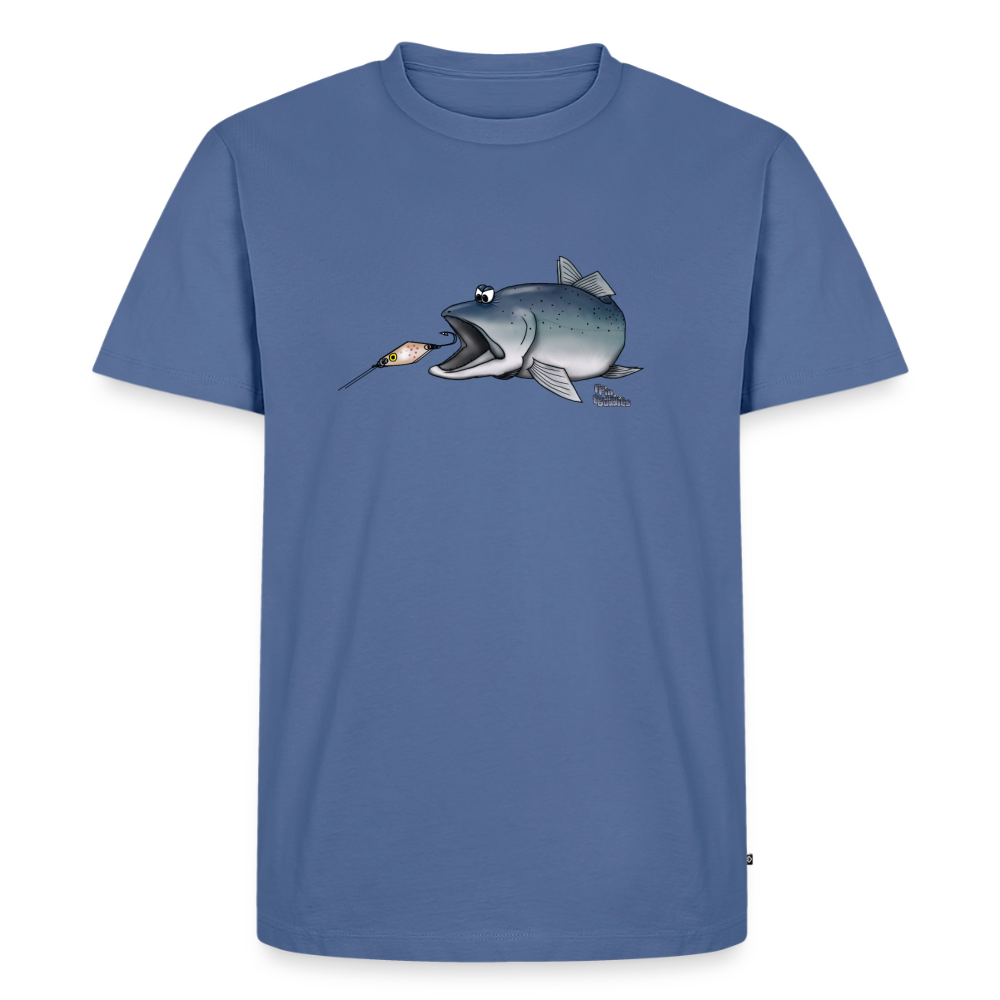 Forelle mit Spoon - Premium Männer Bio T-Shirt - Taubenblau