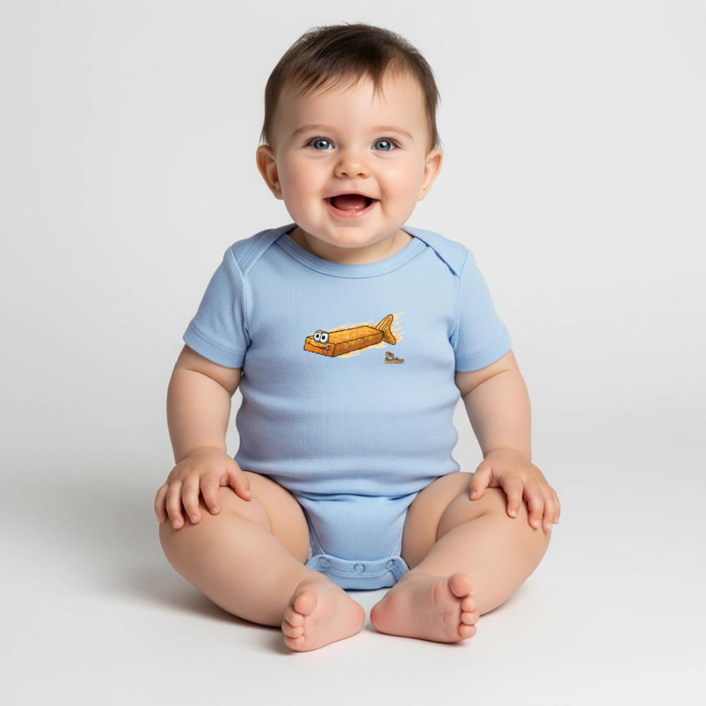 Fischstäbchen - Baby Bio-Kurzarm-Body - Hellblau