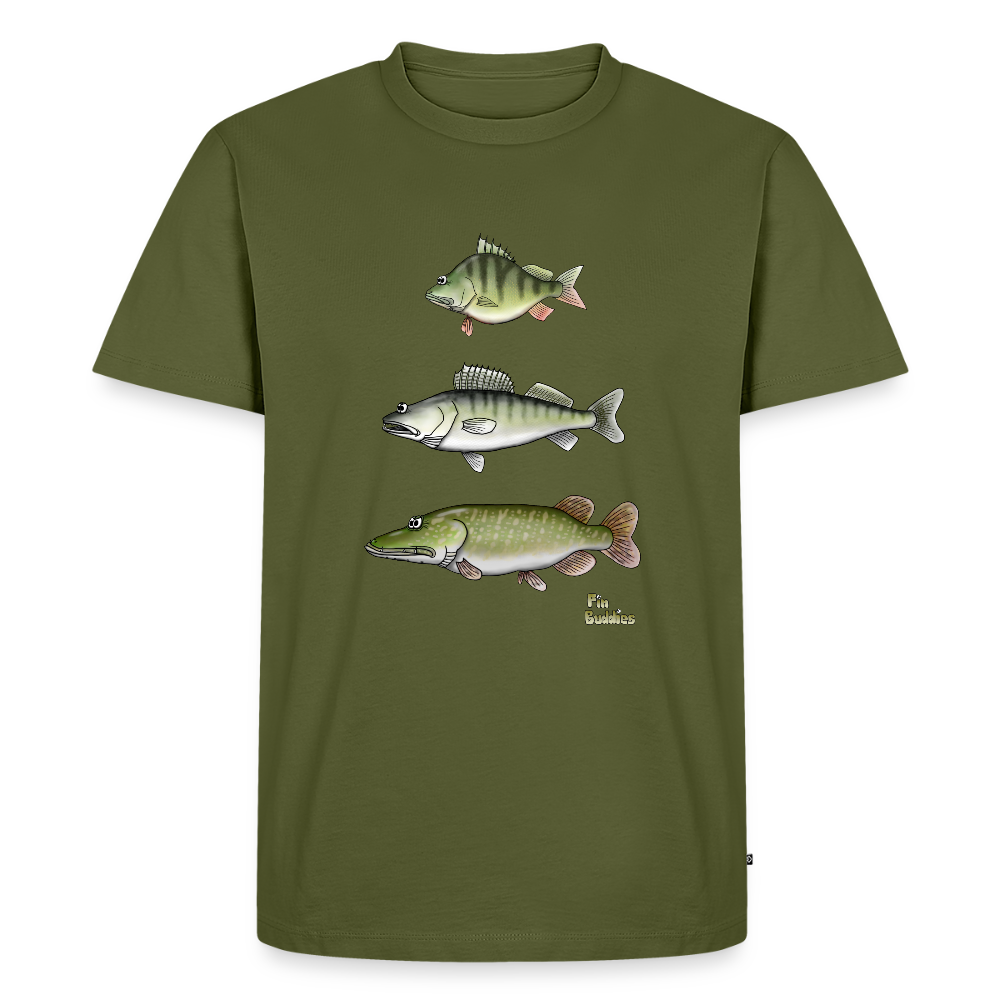 Hecht Zander Barsch Triple - Männer Premium Bio T-Shirt - Khaki
