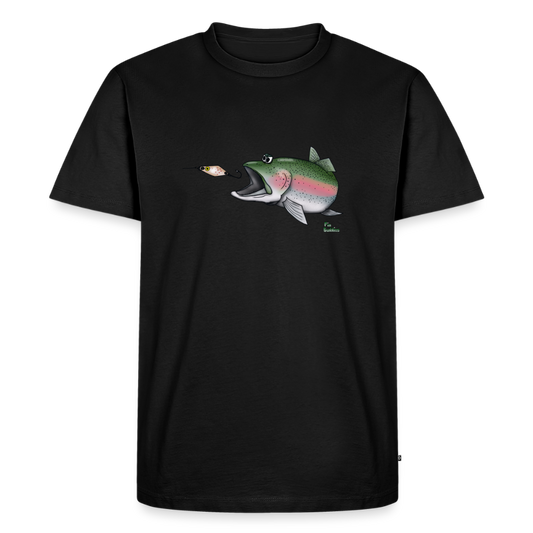 Regenbogenforelle mit Spoon - Männer Premium Bio T-Shirt - Schwarz