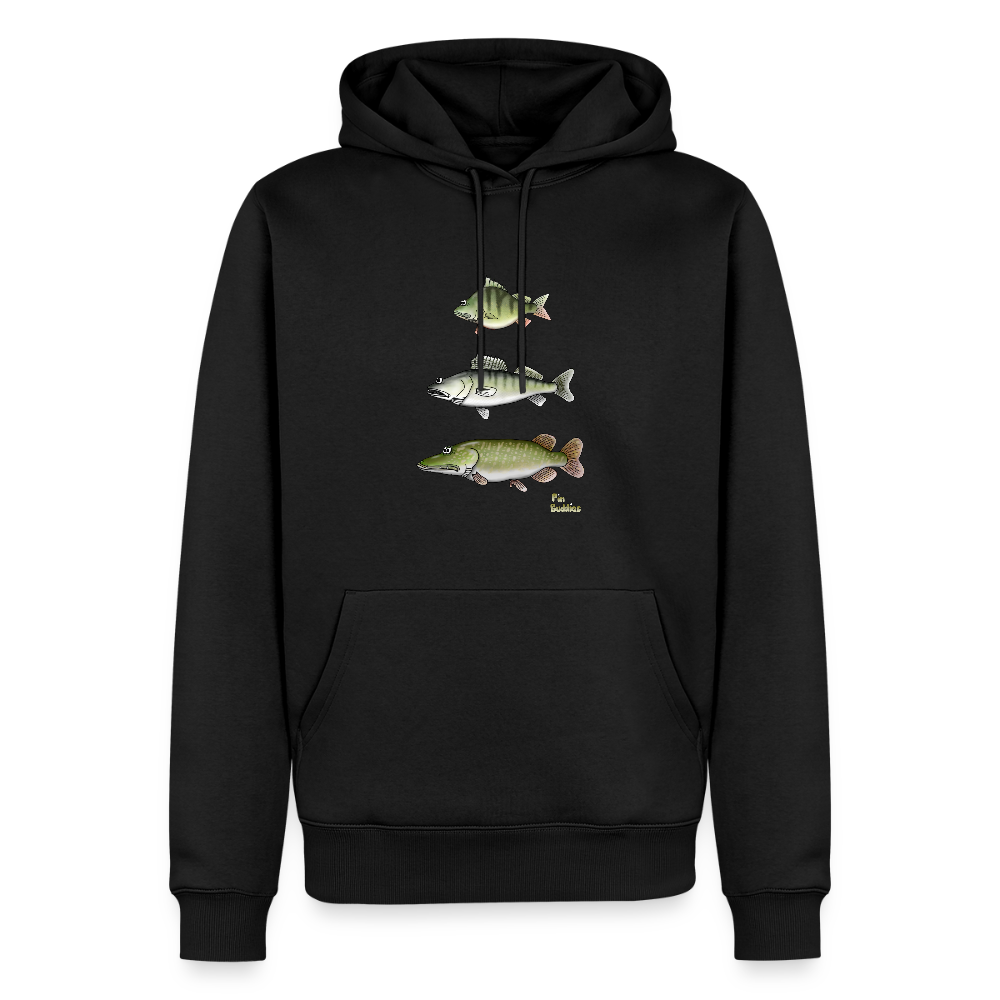 Hecht Zander Barsch Triple – Angler Hoodie mit Fischmotiv aus Bio-Baumwolle – Fin Buddies