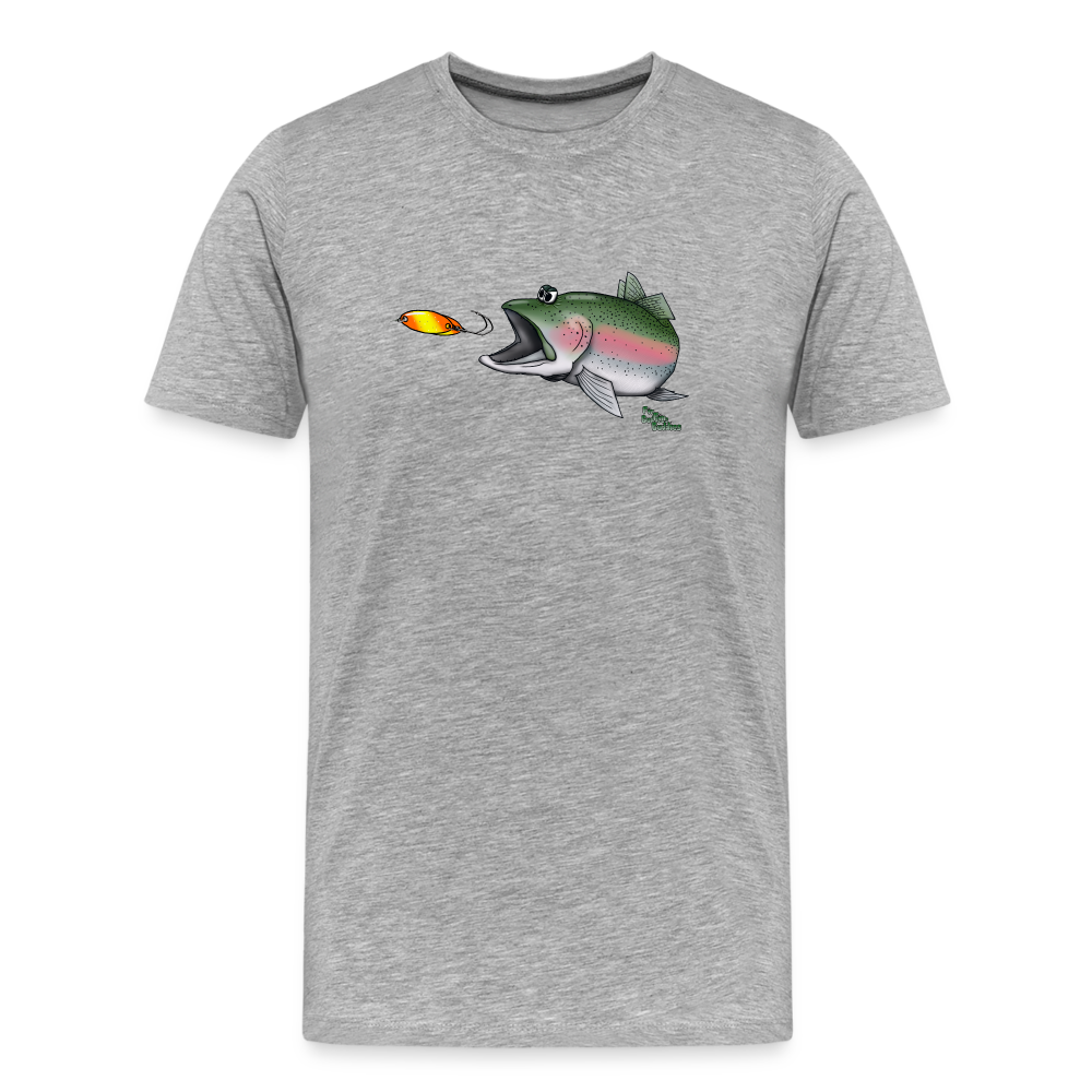 Regenbogenforelle mit Spoon - Nils Spezial - Männer Premium Bio T-Shirt - Grau meliert