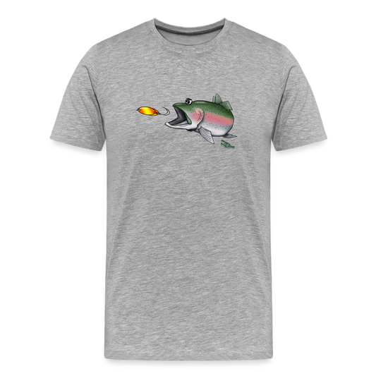 Regenbogenforelle mit Spoon - Nils Spezial - Männer Premium Bio T-Shirt - Grau meliert