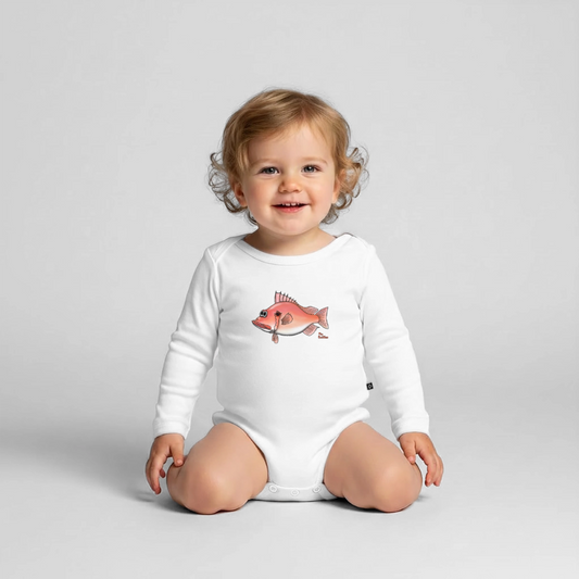 Rotbarsch - Baby Bio-Langarm-Body - Weiß