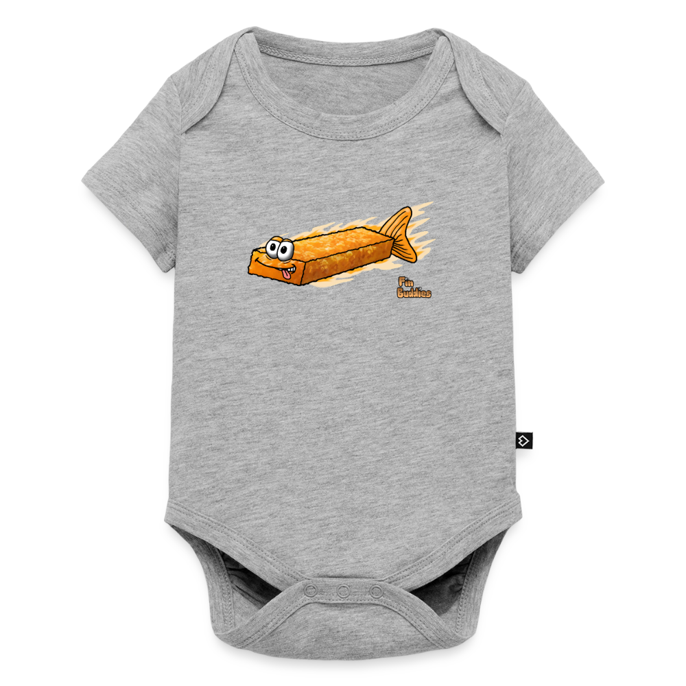 Fischstäbchen - Baby Bio-Kurzarm-Body - Grau meliert