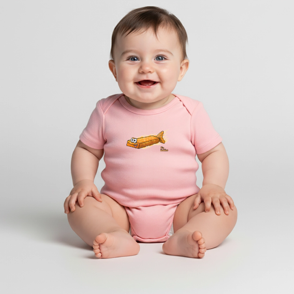 Fischstäbchen - Baby Bio-Kurzarm-Body - Rosa