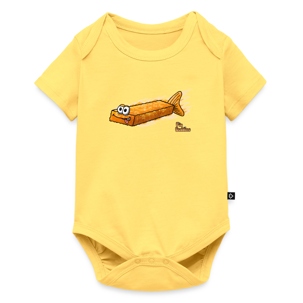 Fischstäbchen - Baby Bio-Kurzarm-Body - Pastellgelb