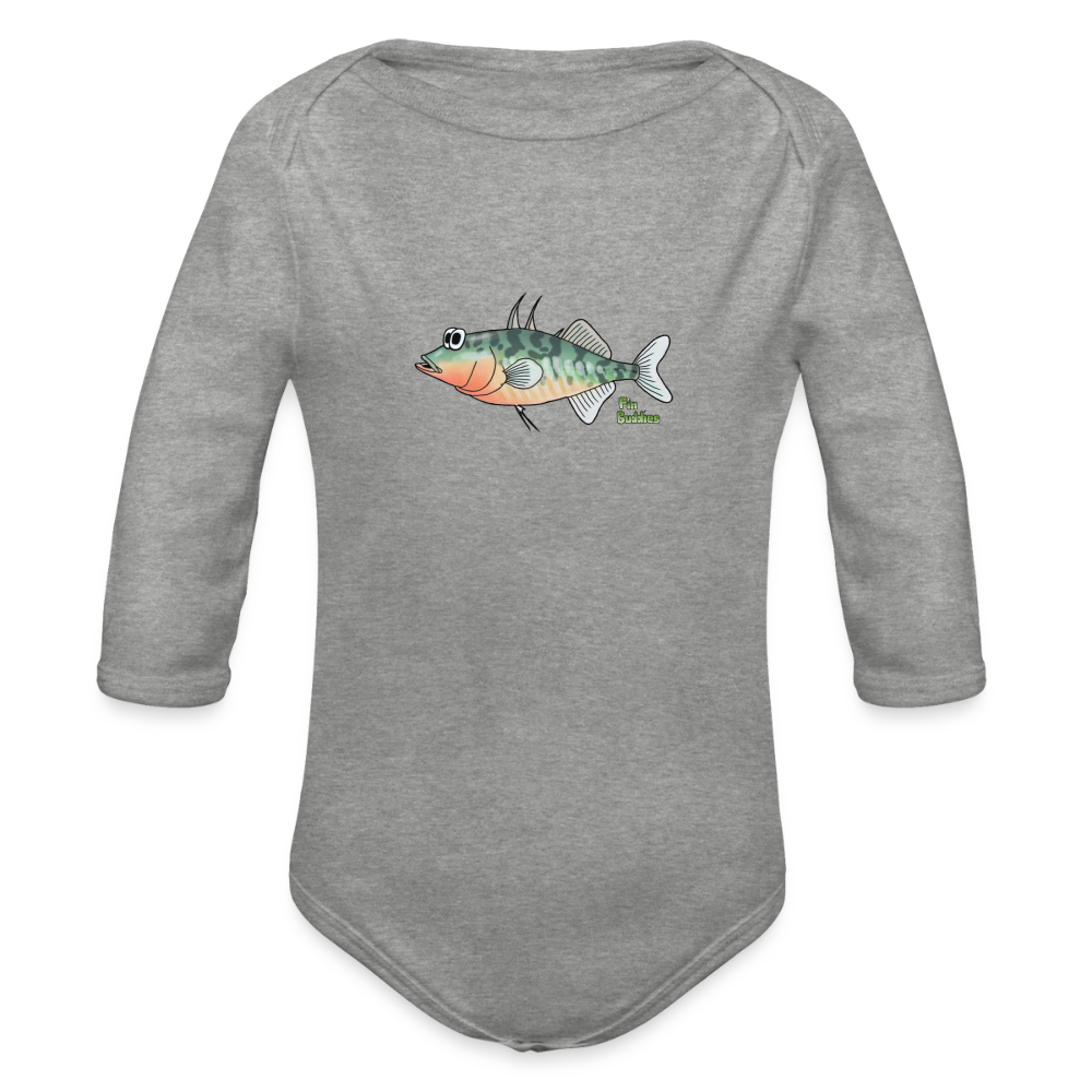 Stichling - Baby Bio-Langarm-Body - Grau meliert