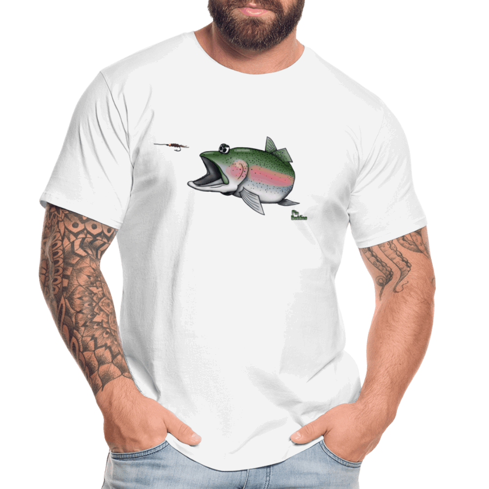 Regenbogenforelle auf Nymphenjagd - Männer Premium Bio T-Shirt - Weiß