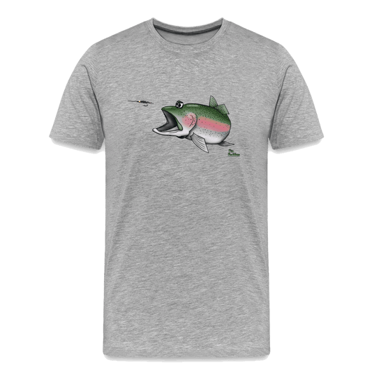 Regenbogenforelle auf Nymphenjagd - Männer Premium Bio T-Shirt - Grau meliert