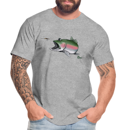 Regenbogenforelle auf Nymphenjagd - Männer Premium Bio T-Shirt - Grau meliert