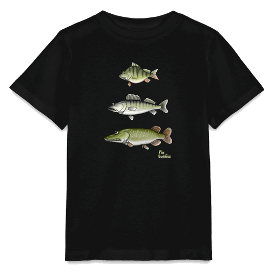 Hecht Zander Barsch Triple - Kinder Bio-T-Shirt - Schwarz