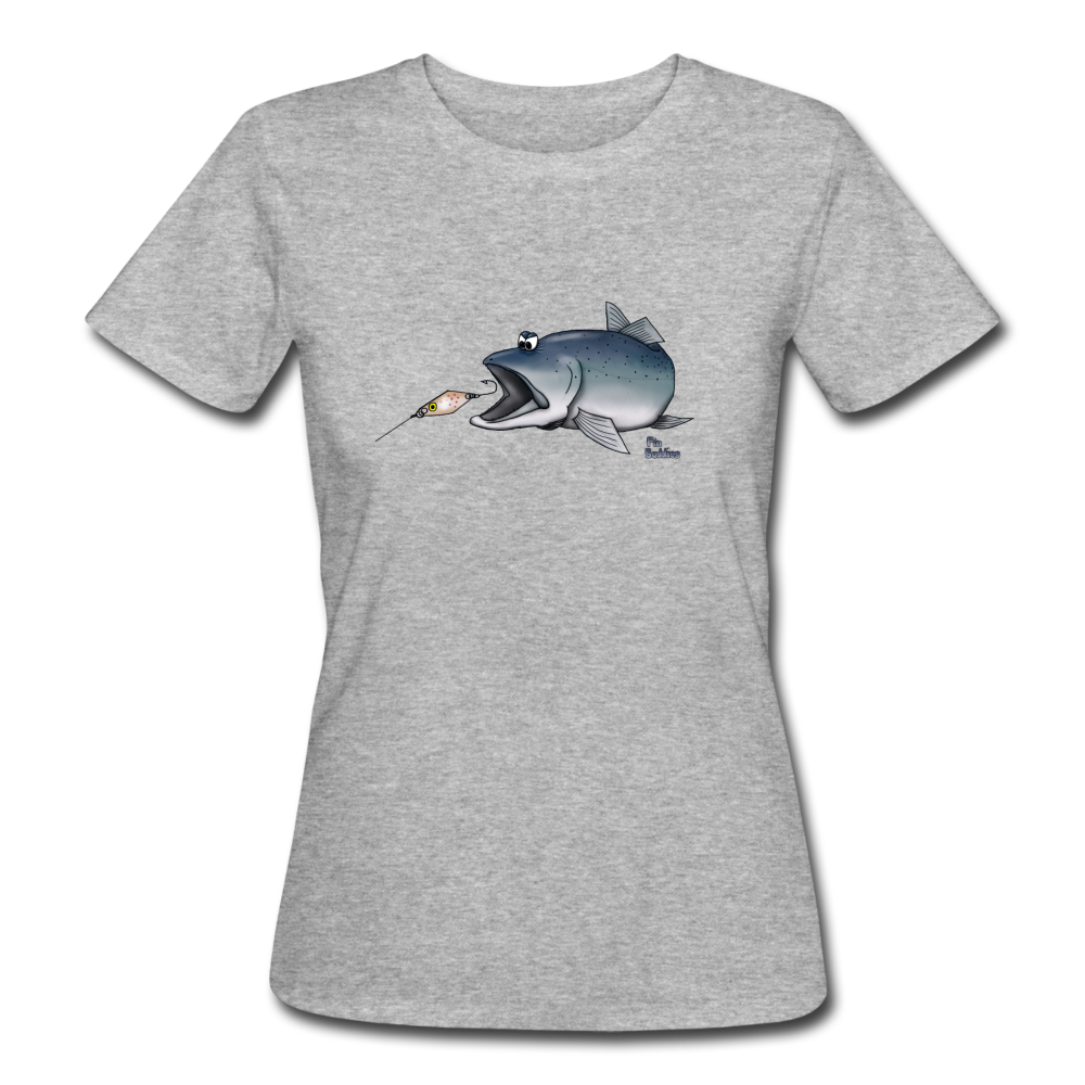 Forelle mit Spoon - Frauen Bio T-Shirt - Grau meliert