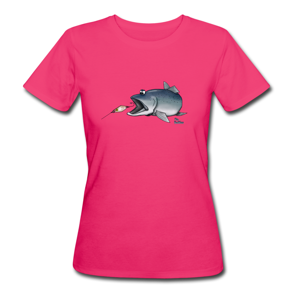 Forelle mit Spoon - Frauen Bio T-Shirt - Neon Pink