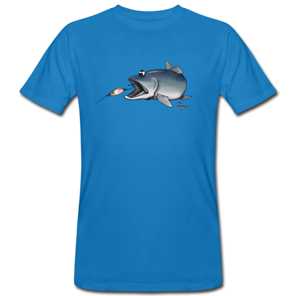 Forelle mit Spoon - Männer Bio T-Shirt - Pfauenblau
