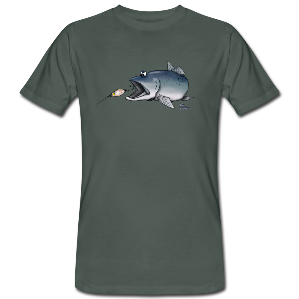 Forelle mit Spoon - Männer Bio T-Shirt - Dunkelgrau
